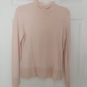 Silk Cashmere Light Sweater with Trim Details